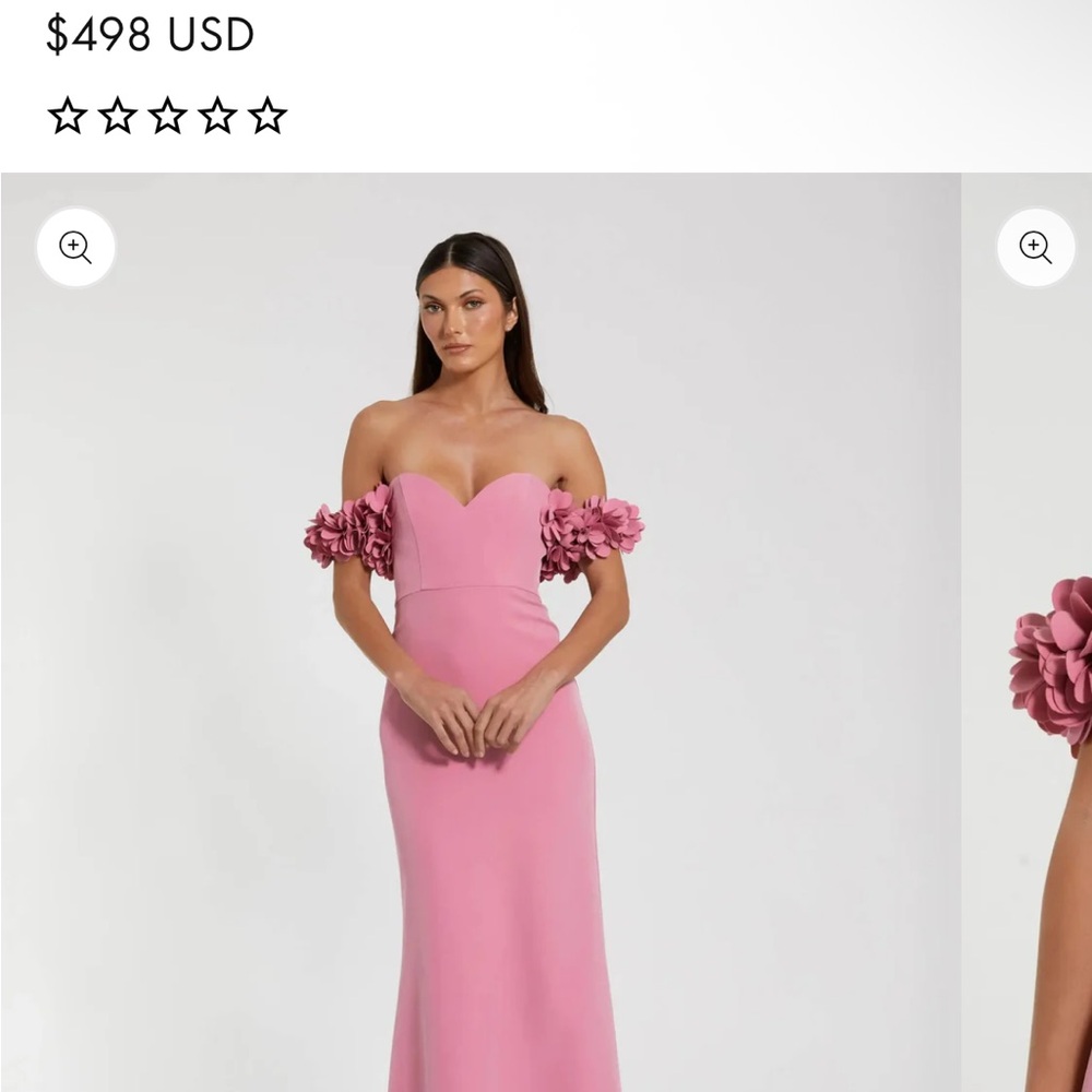 Mac Duggal Strapless Pink Gown with Floral Details